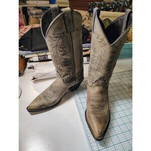 Gray/green Justin Women's Cowboy boots w/ riding heel / pointed toe